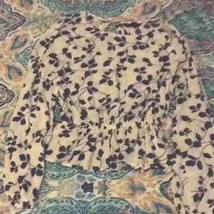 White and blue long sleeved top